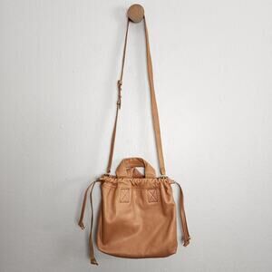 Madewell Piazza Drawstring Leather Crossbody Bag Timber Beam Tan NEW